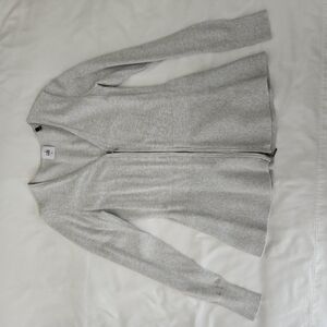 Gray Zip-Up Poplin Cardigan